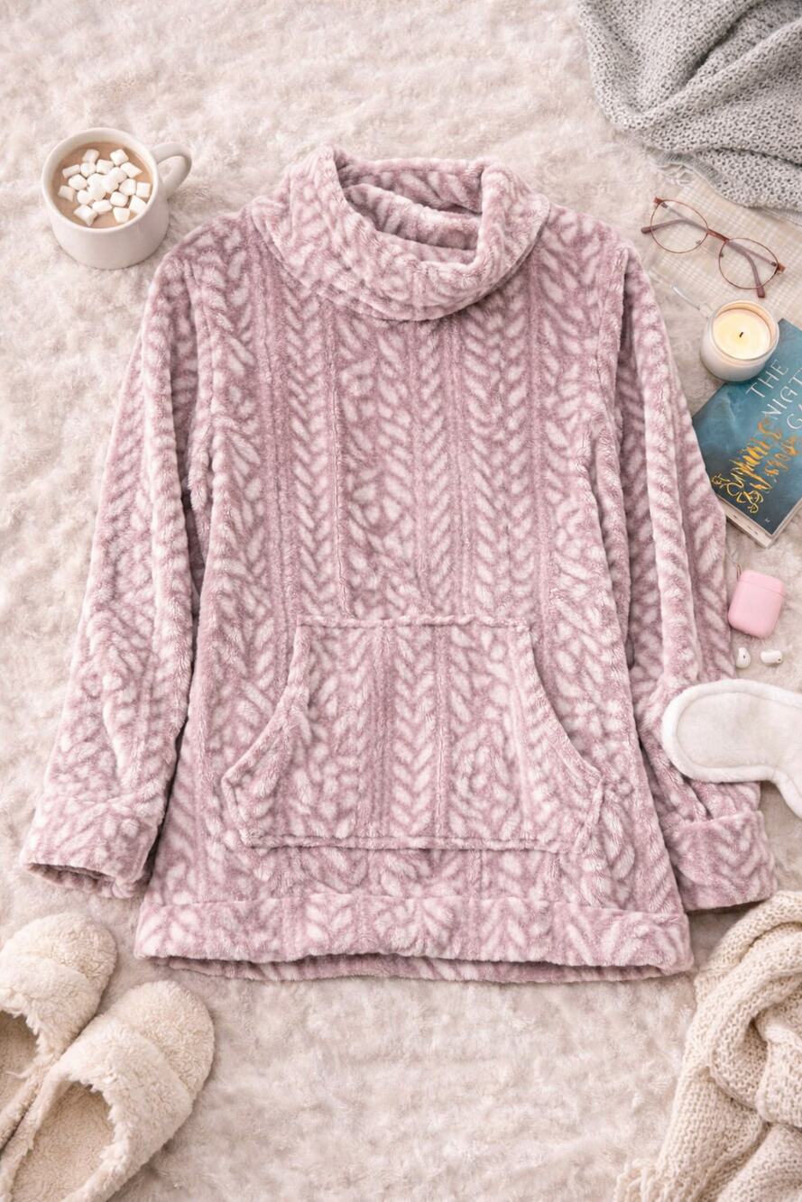 Koolaburra by UGG Women's Plush Cowl Neck Pullover Mauve Cozy Loungewear Size XS